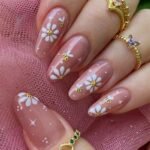 Cute Bees & Flowers Pattern Almond Design Press On Nails